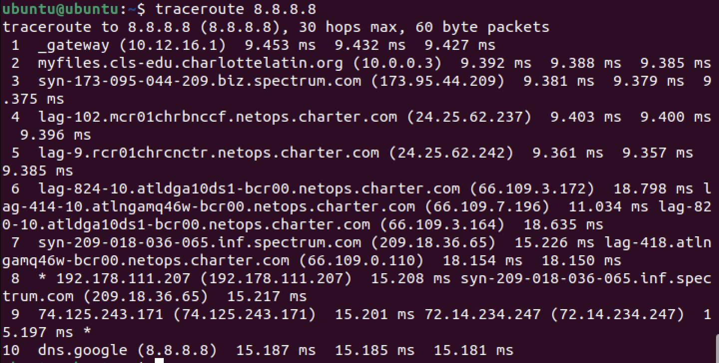 Traceroute 8.8.8.8