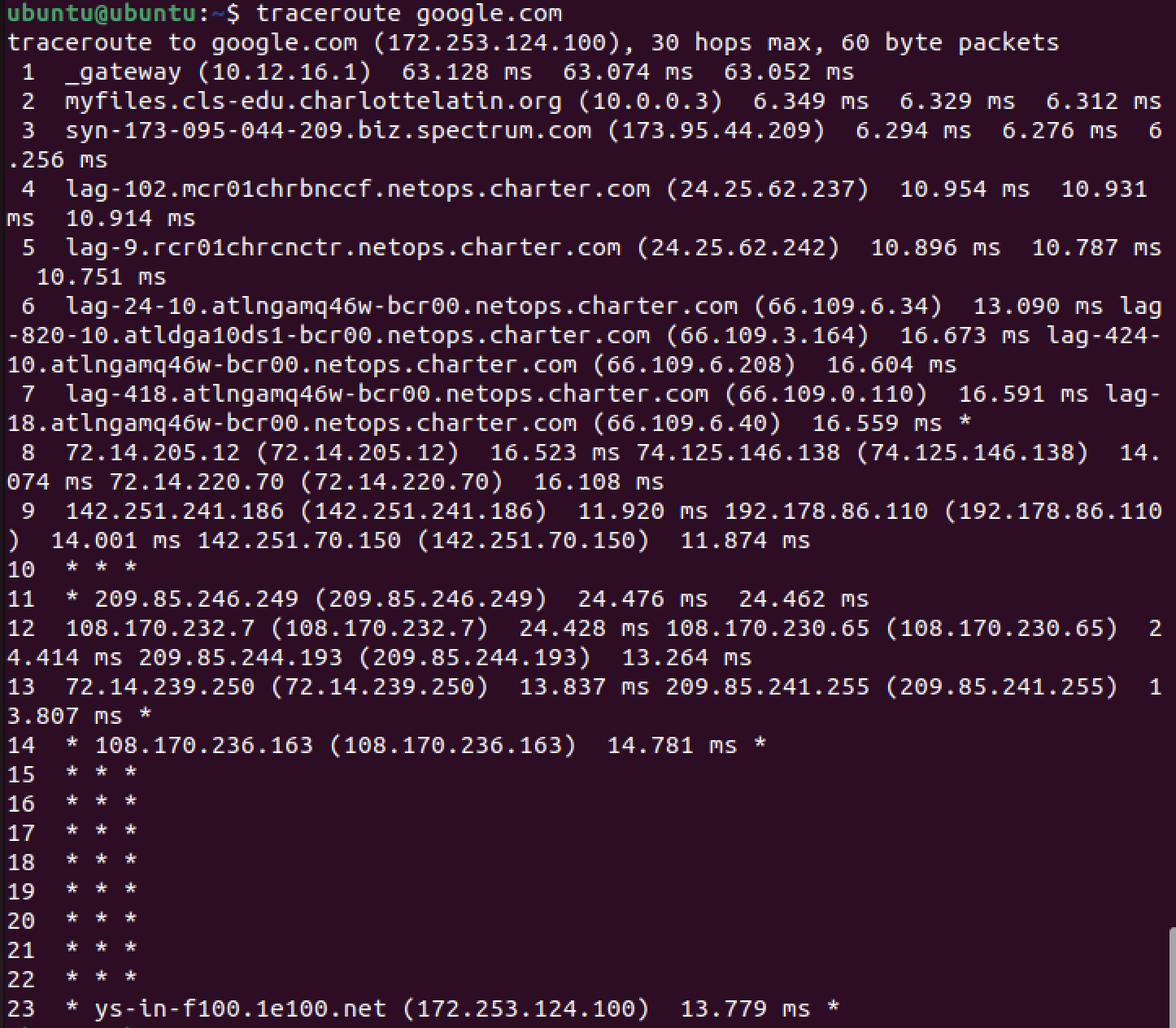 Traceroute Google