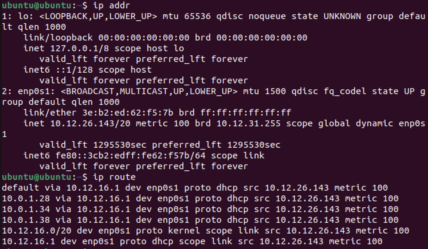 Ubuntu Addr and Route